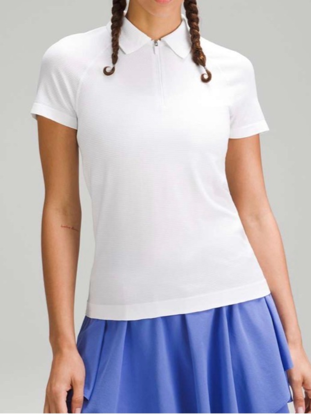 Lululemon Swiftly Tech Short-Sleeve Half-Zip Polo Shirt In White Size 6